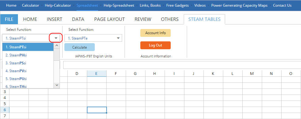 Entering a function in the Function Wizard - Step 1